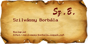 Szilvássy Borbála névjegykártya